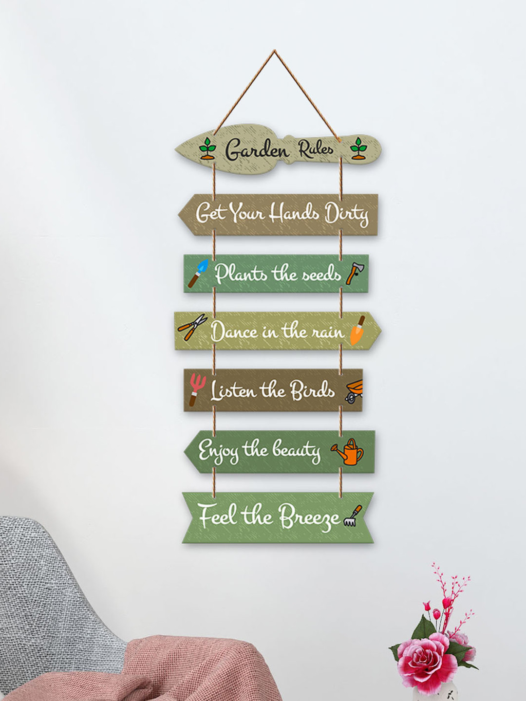 ArtVibes High-Quality Wood Matte Hanging Hall Wall Hangings-30In