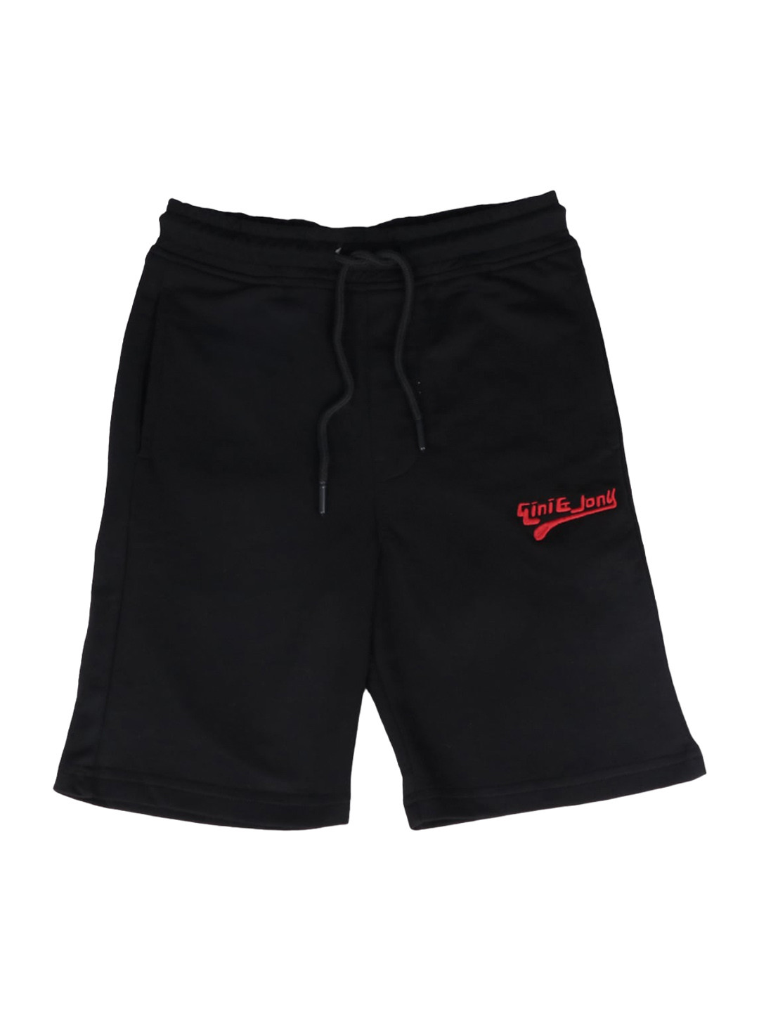 Gini and Jony Boys Black Cotton Solid Shorts
