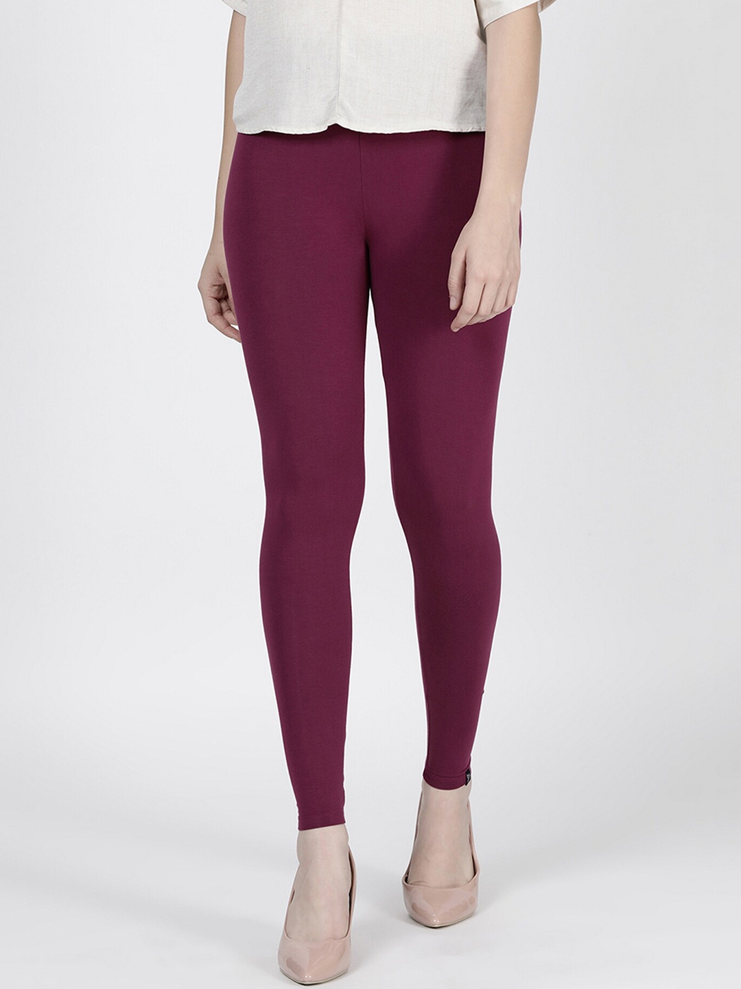 TWIN BIRDS Women Maroon Solid Ankle-Length Legging