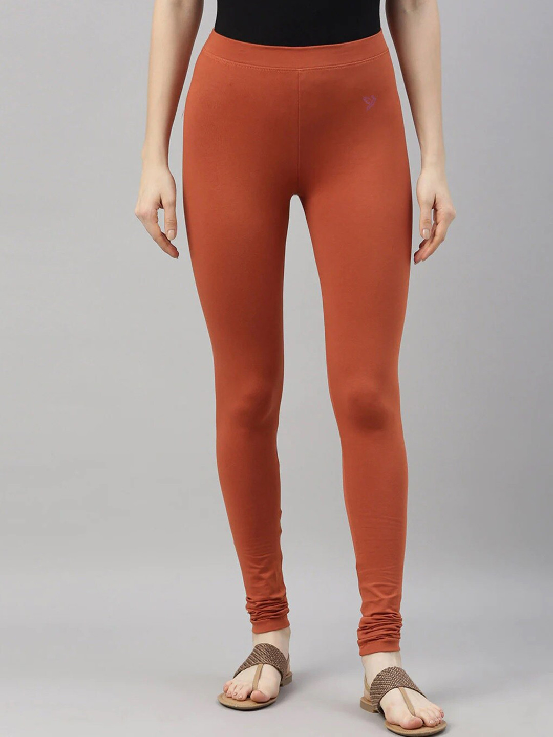 TWIN BIRDS Women Rust-Colored Solid Churidar-Length Leggings