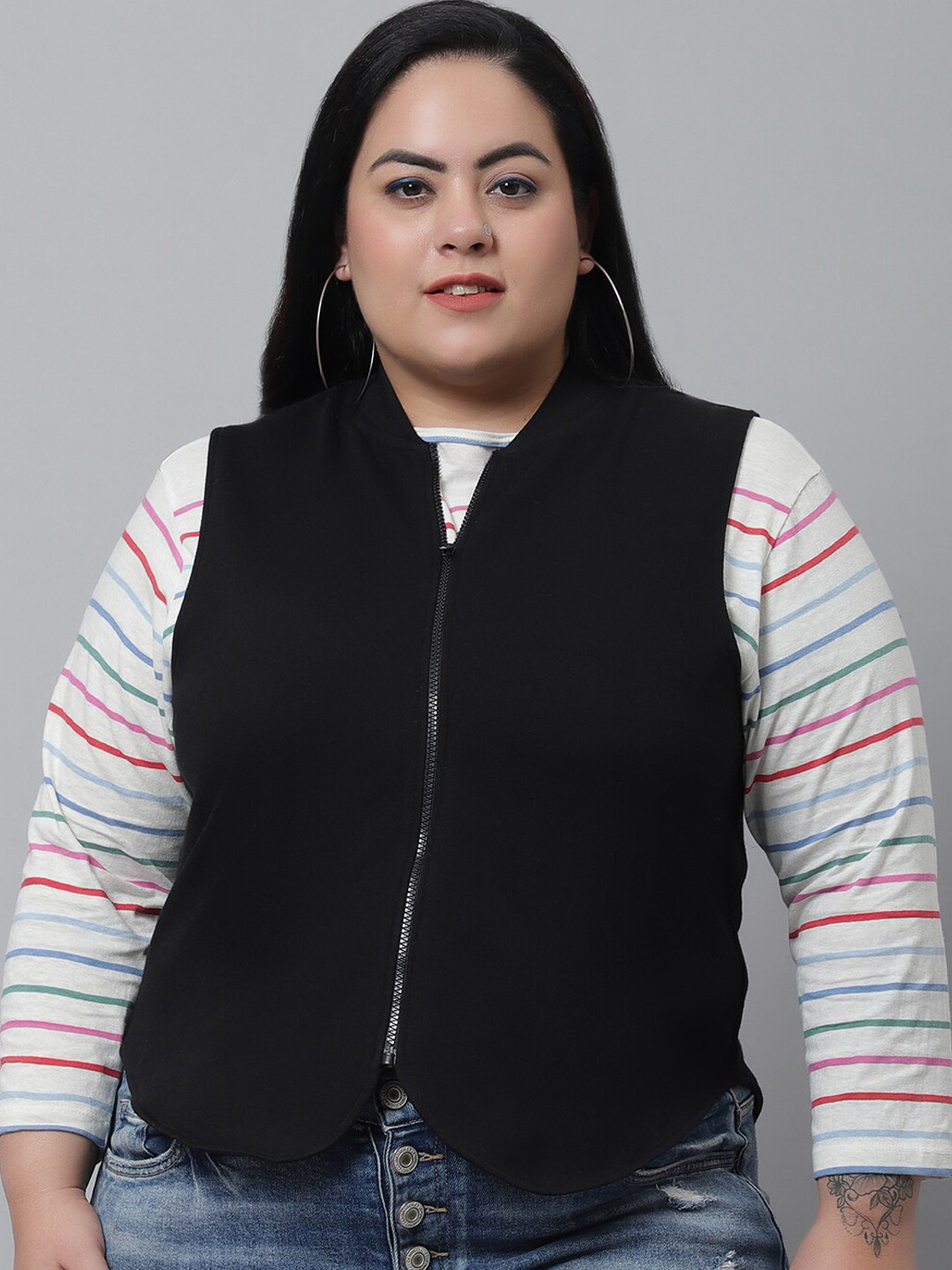 Rute Women Black Fleece Lightweight Outdoor Tailored Jacket
