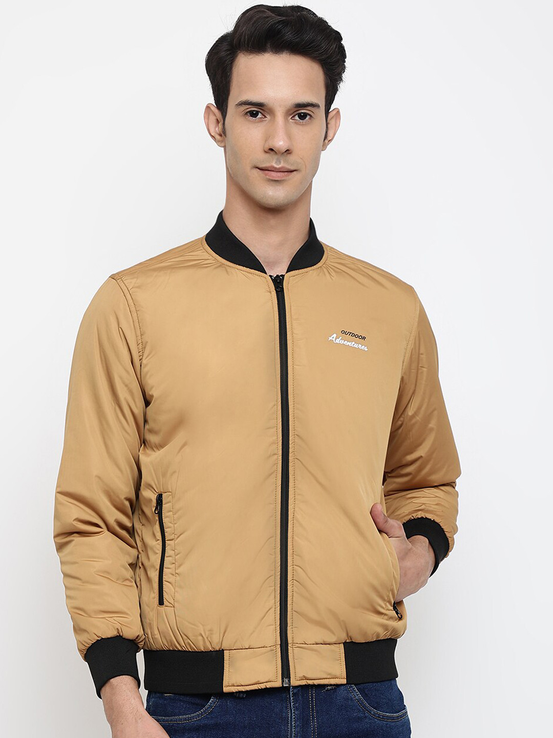 Cantabil Men Mustard Yellow Bomber Jacket
