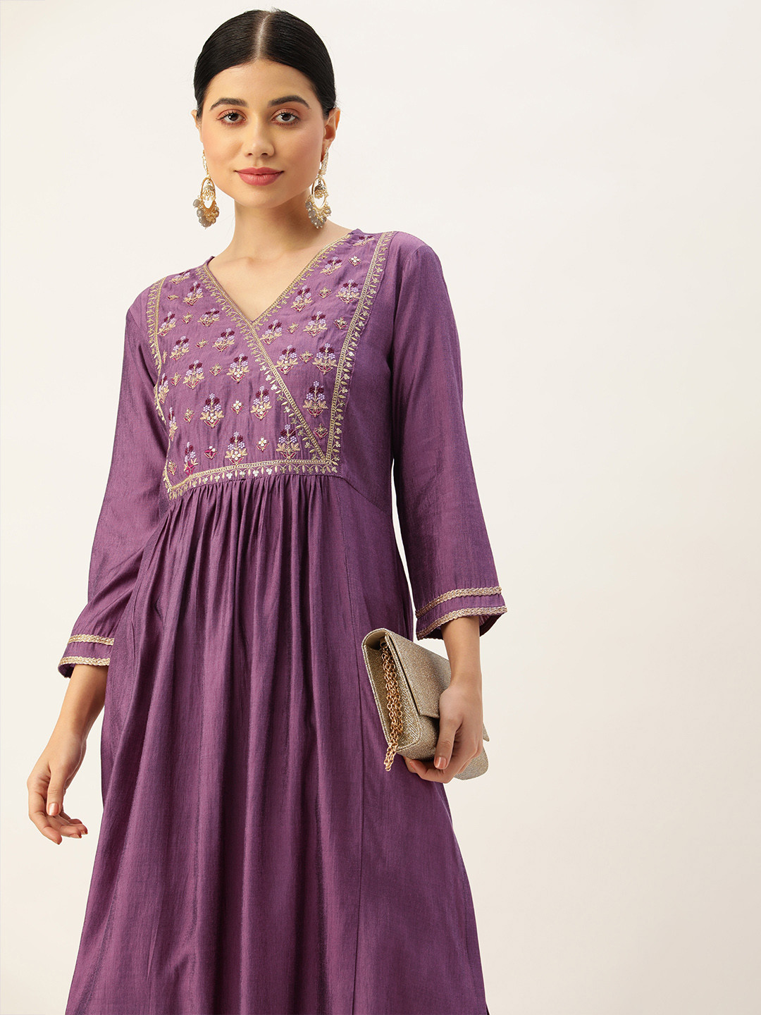 SWAGG INDIA Women Zari Detail Embroidered Anarkali Kurta