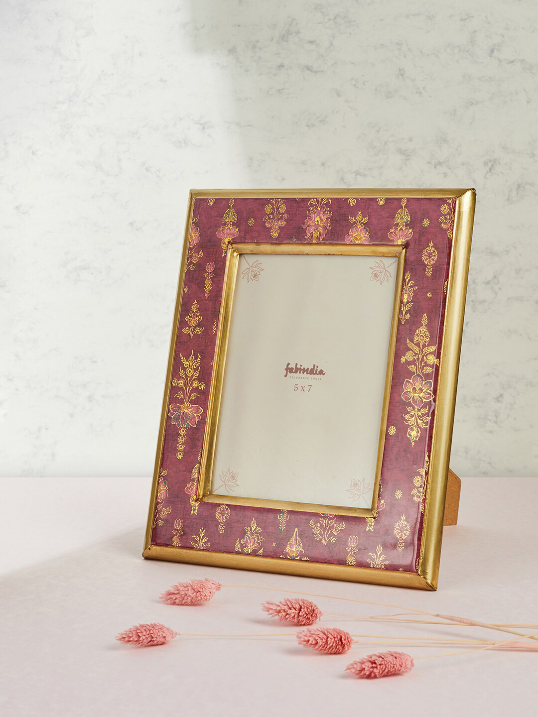 Fabindia Red Printed Wooden Table Photo Frame