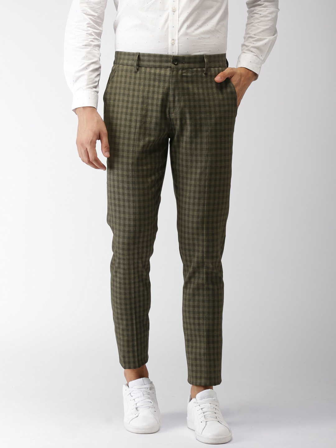 Buy Women Green Regular Fit Check Casual Trousers Online  764936  Allen  Solly