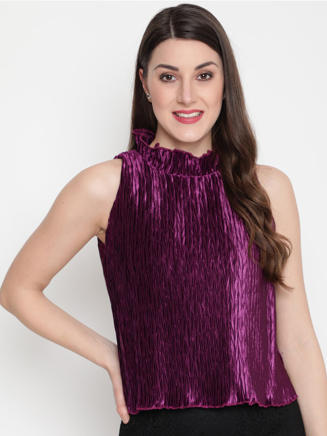 AKIMIA Women Purple Satin Top
