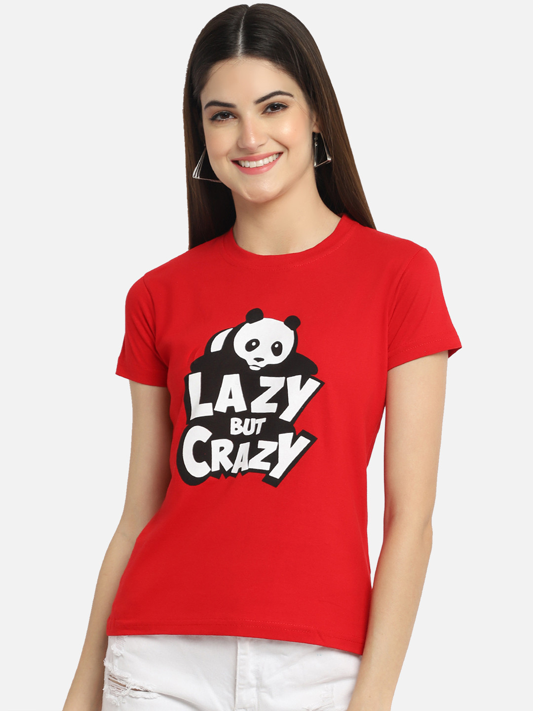 Fabflee Women Graphic Printed Round Neck Pure Cotton Regular Fit T-Shirt