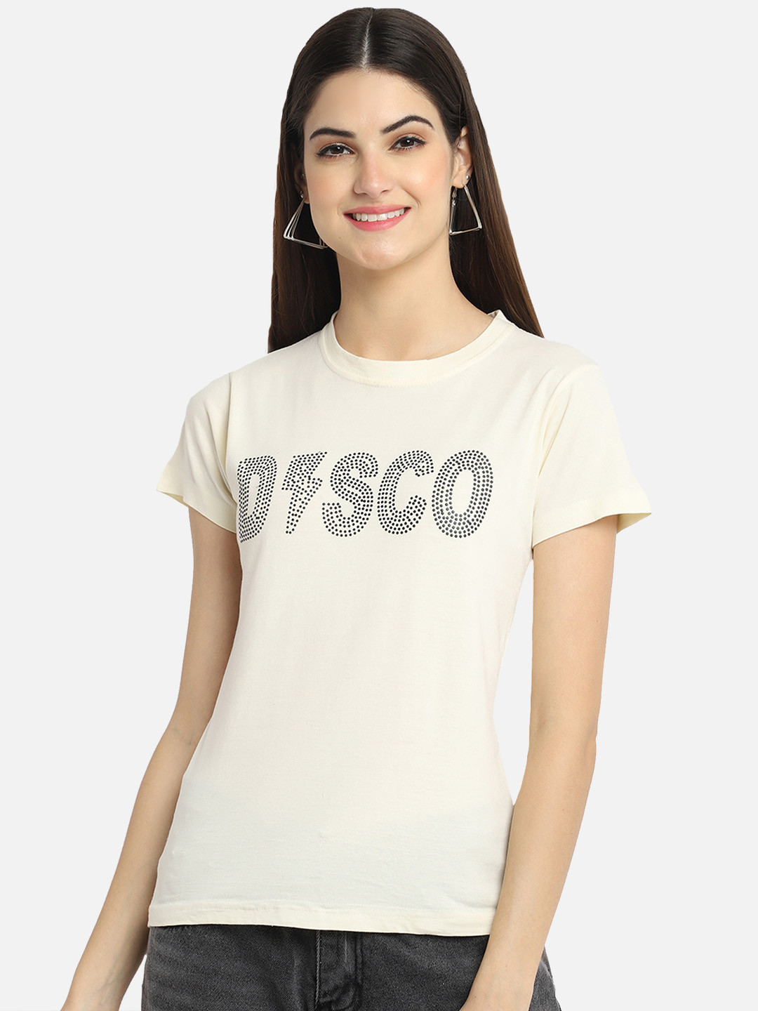 Fabflee Women Graphic Printed Round Neck Pure Cotton Regular Fit T-Shirt