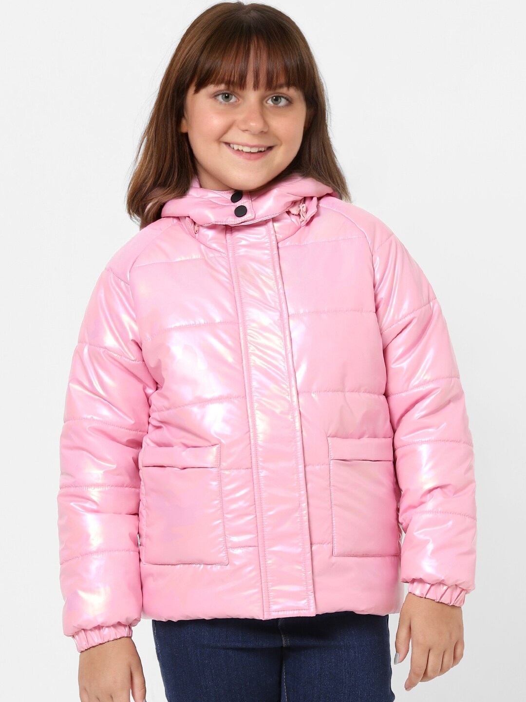 Girls pink shop puffer jacket