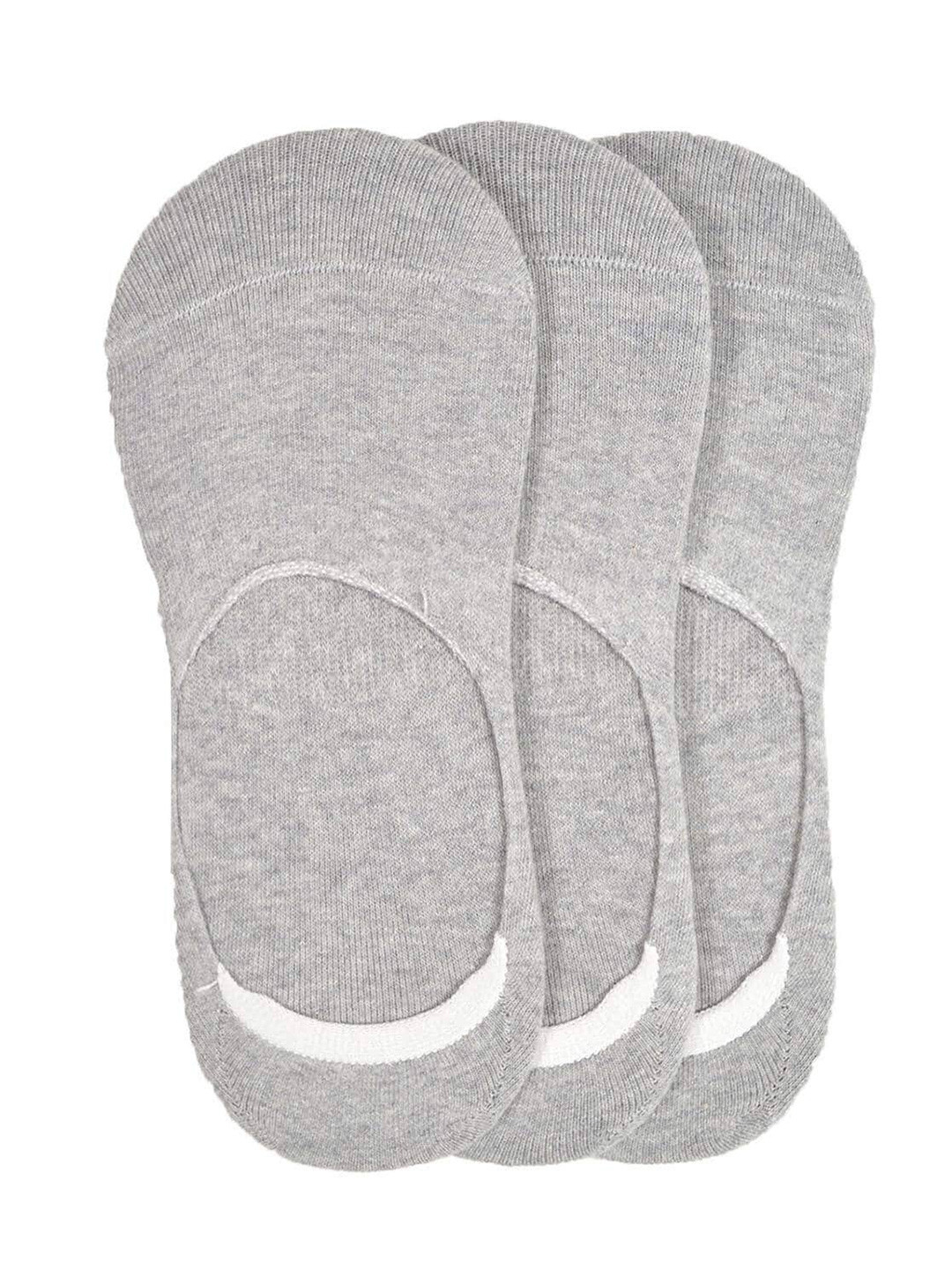 MARC Men Pack of 3 Grey Cotton Shoe Liners With Anti Slip Grip
