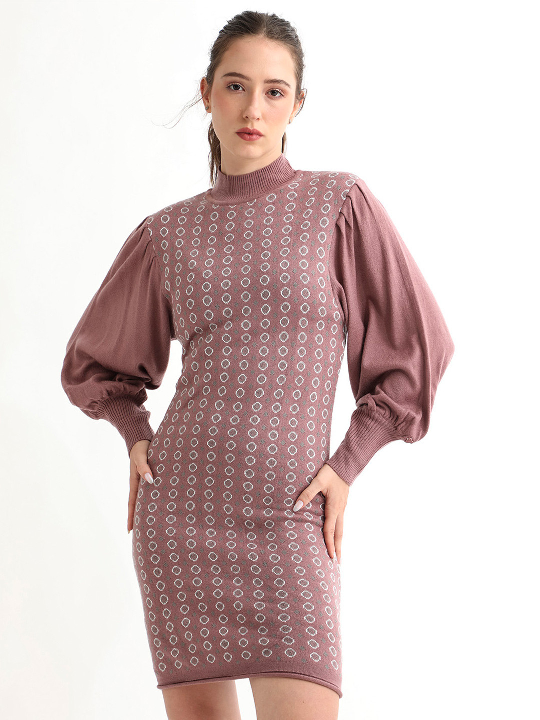 RAREISM Pink Geometric Printed Jumper Dress