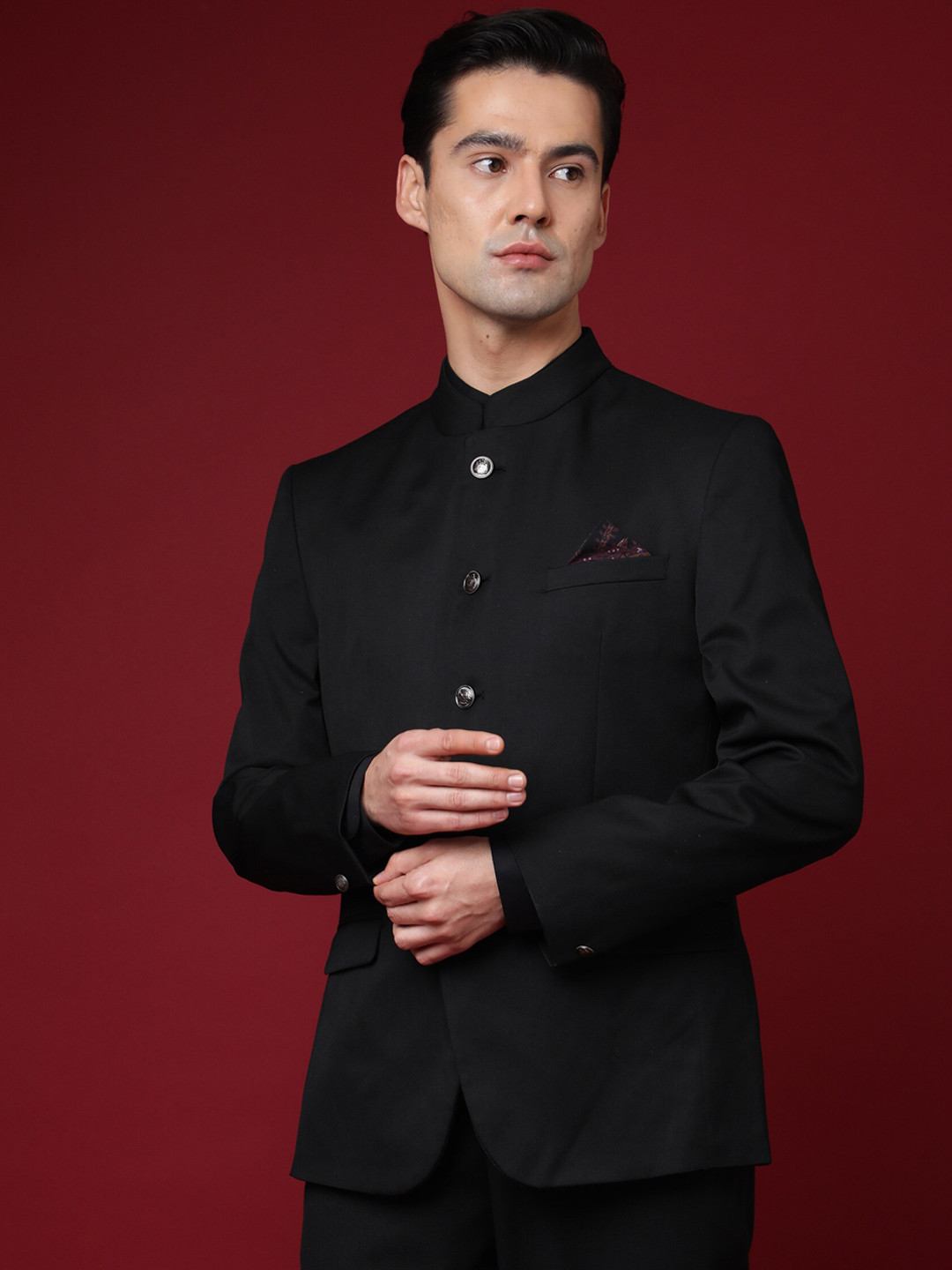 RARE RABBIT Men Aero Slim Fit Solid Nehru Jacket