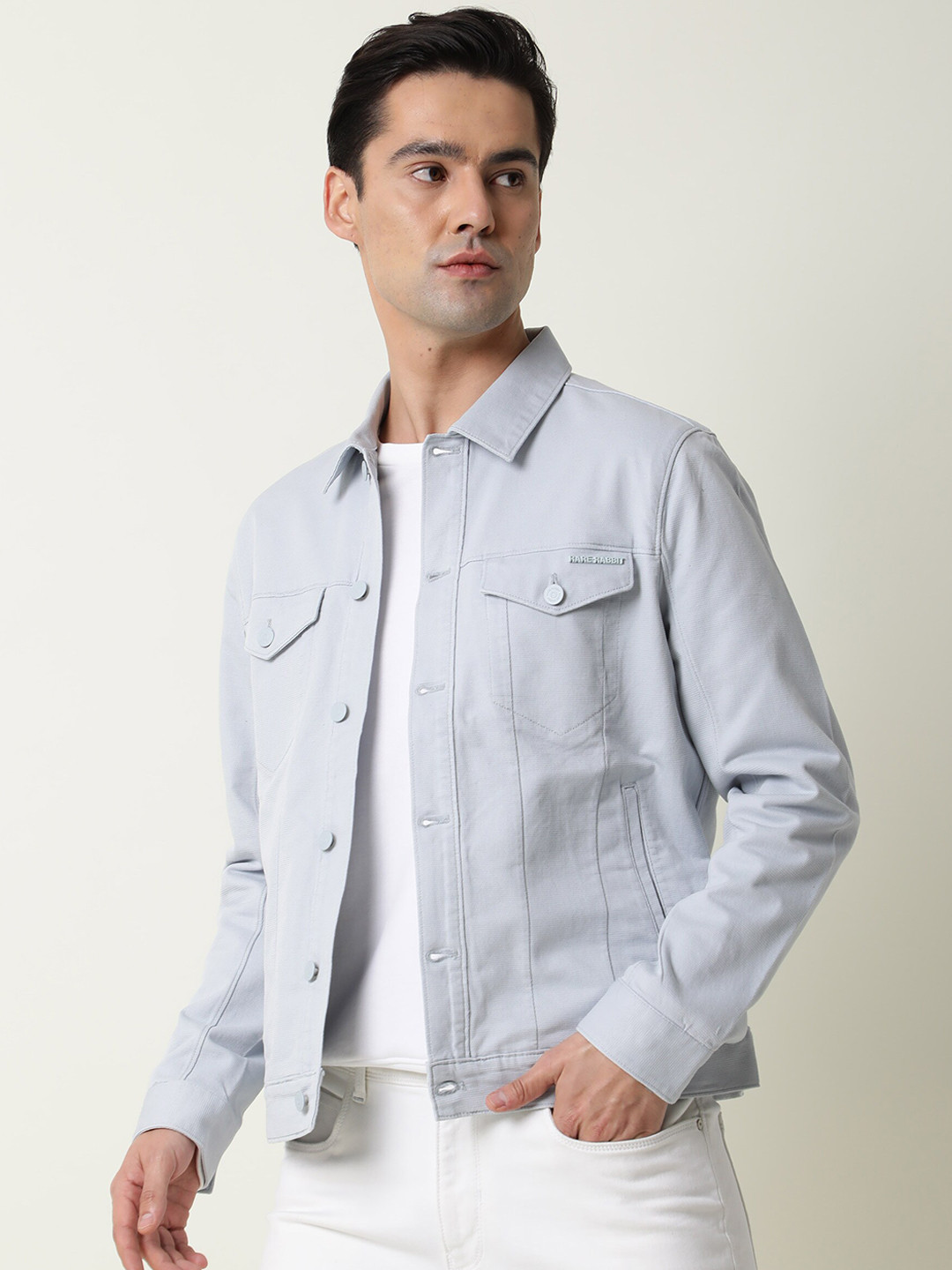 RARE RABBIT Men Vintage Slim Fit Denim Cotton Jacket