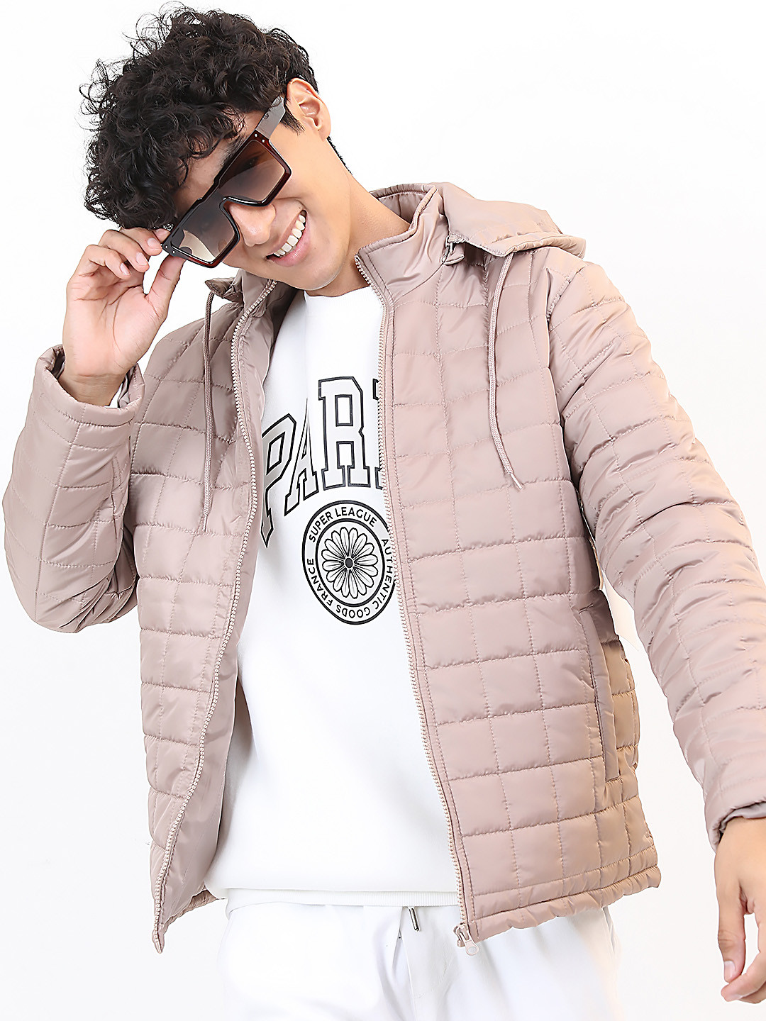 HIGHLANDER Men Brown Hooded Puffer Jacket