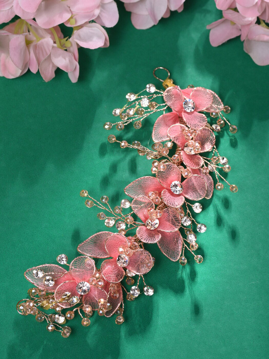 Saraf RS Jewellery Women Pink & White Beaded Tiara