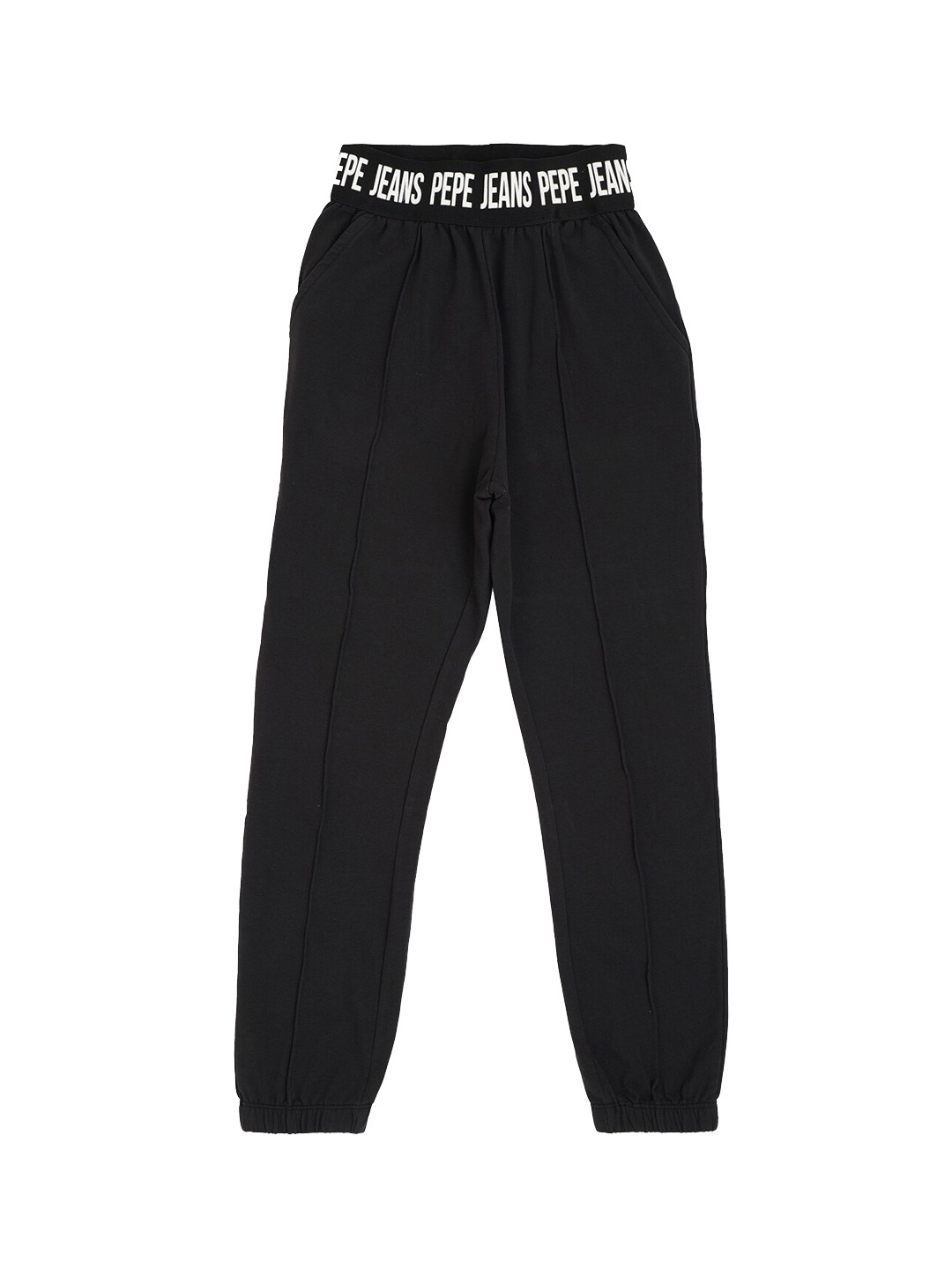 Pepe Jeans Girls Black Printed Regular-Fit Joggers
