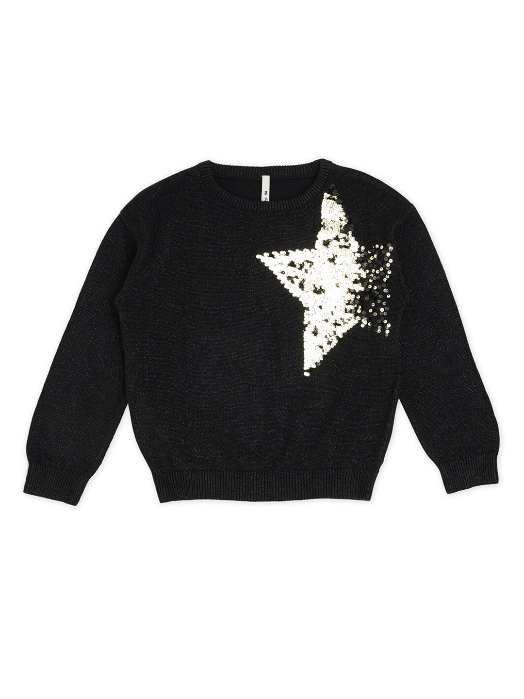 Pepe Jeans Girls Black & Silver-Toned Pullover