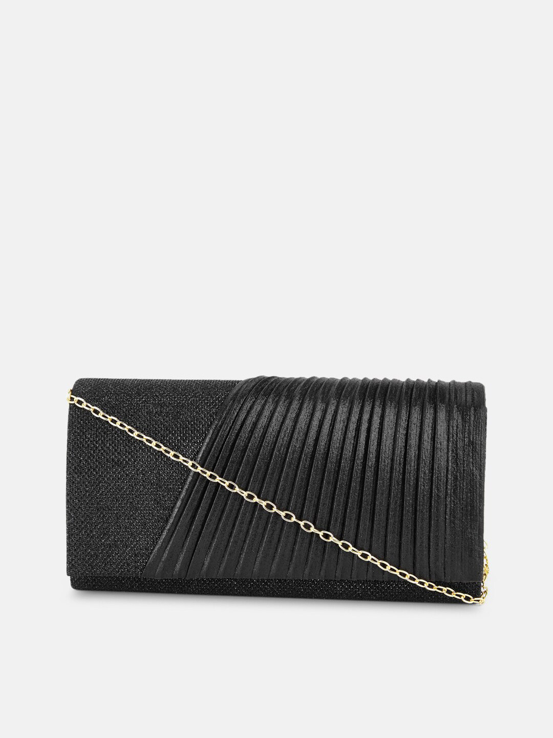 Forever Glam by Pantaloons Black Striped Box Clutch