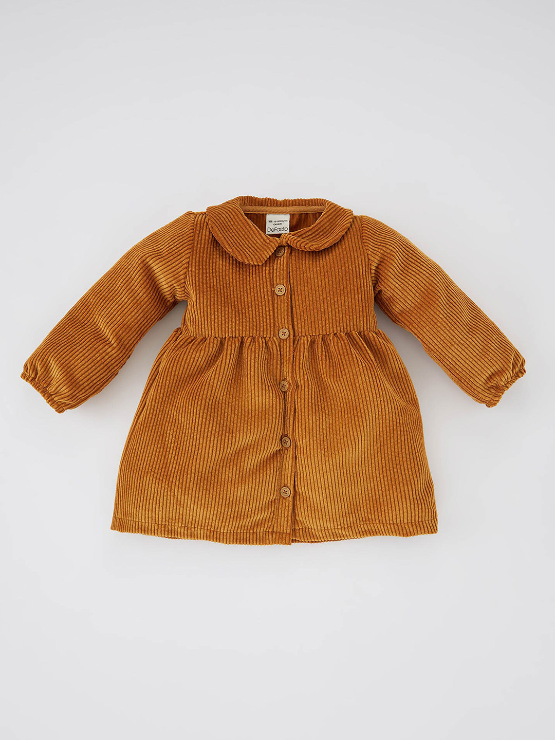 DeFacto Yellow Peter Pan Collar Shirt Dress