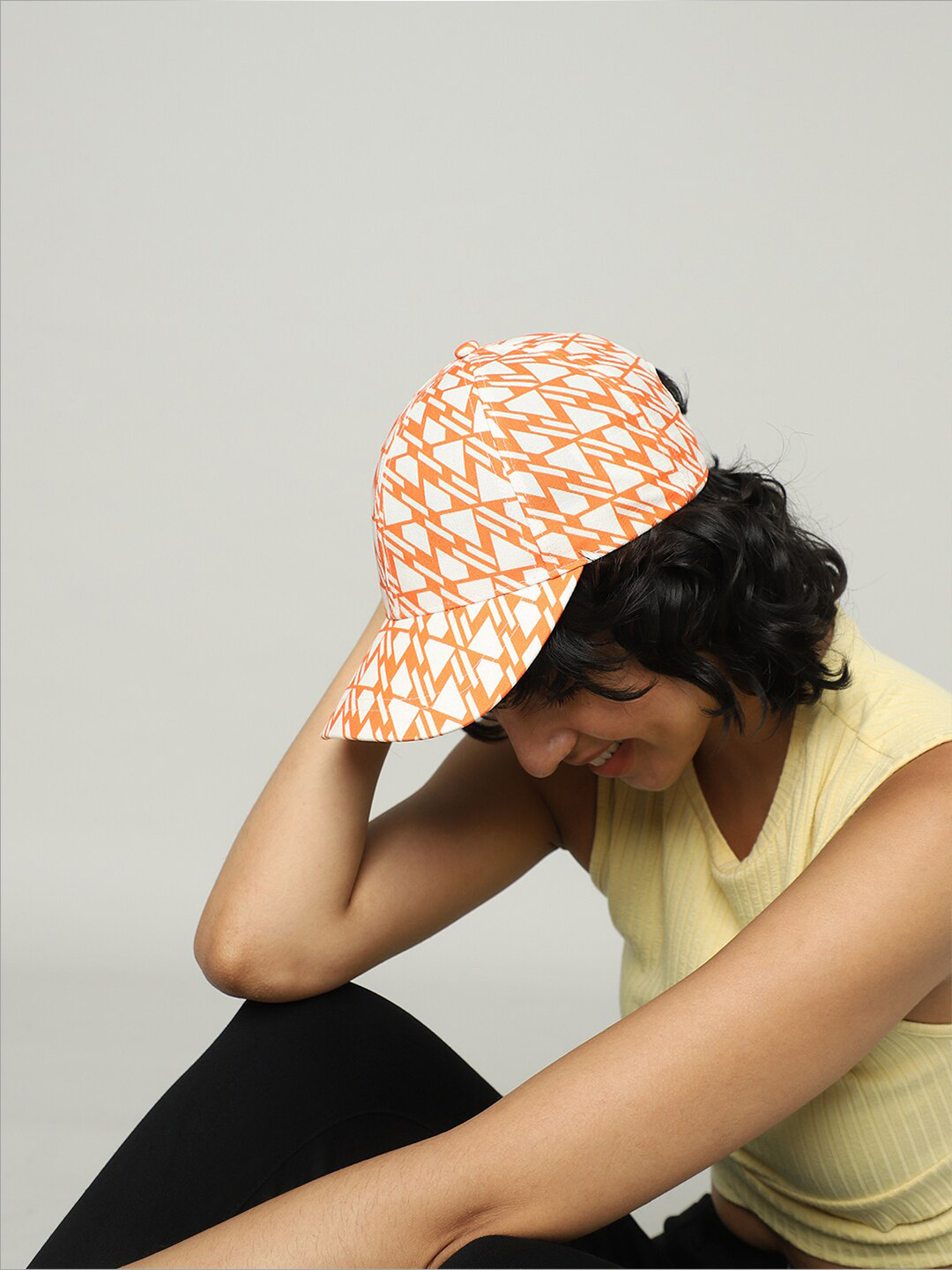 ONLY Women Orange & White Onlpetra Exuberance Printed Baseball Cap