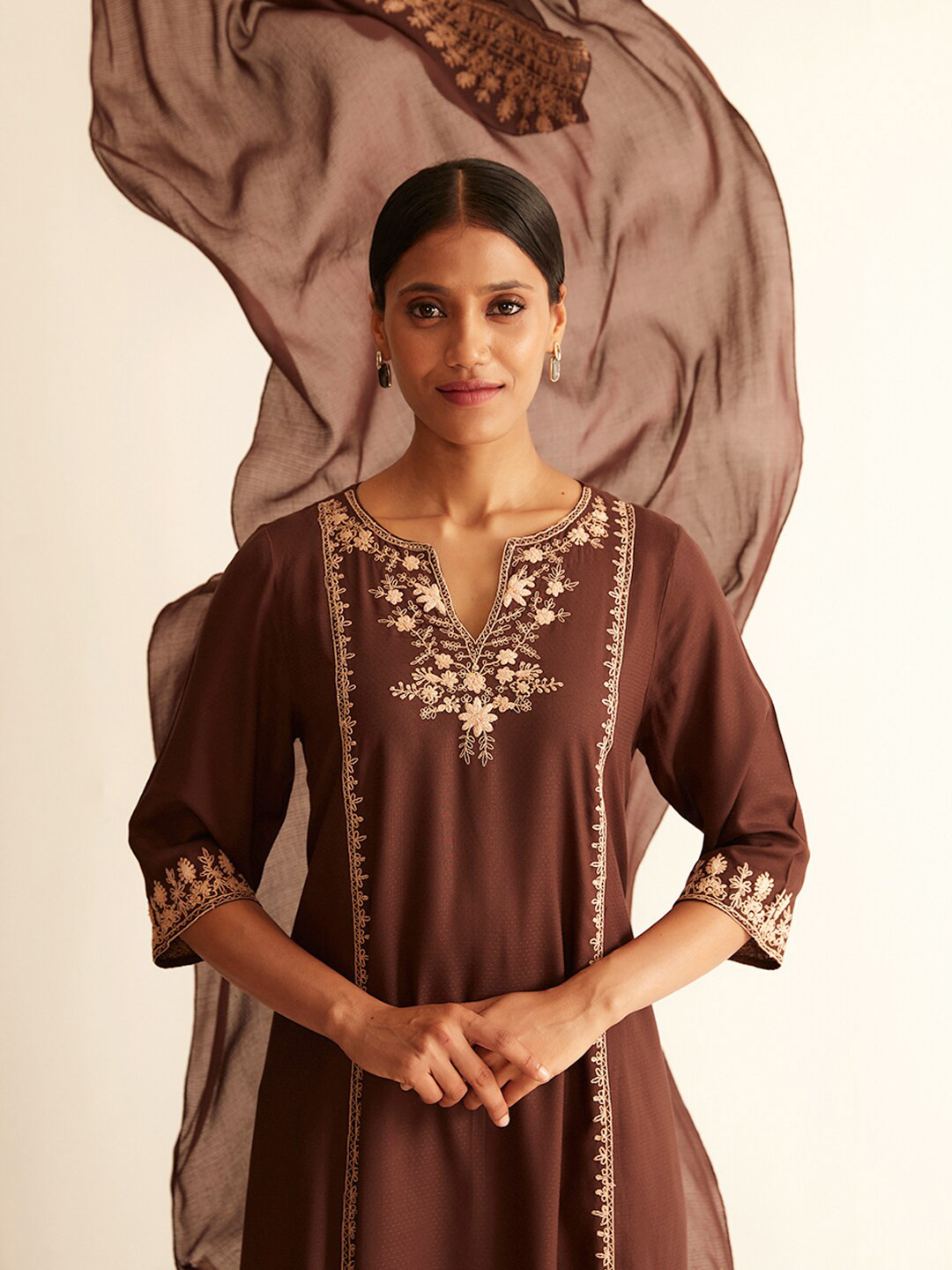 Ancestry Brown & Beige Dupatta