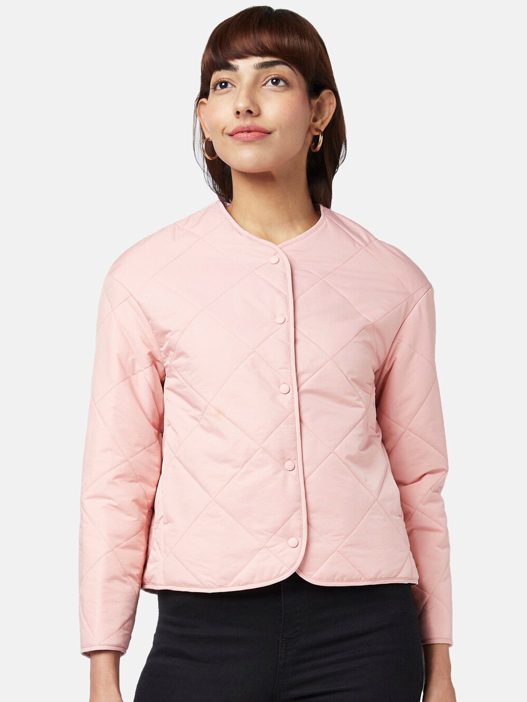 Honey by Pantaloons Women Peach-Coloured Quilted Jacket
