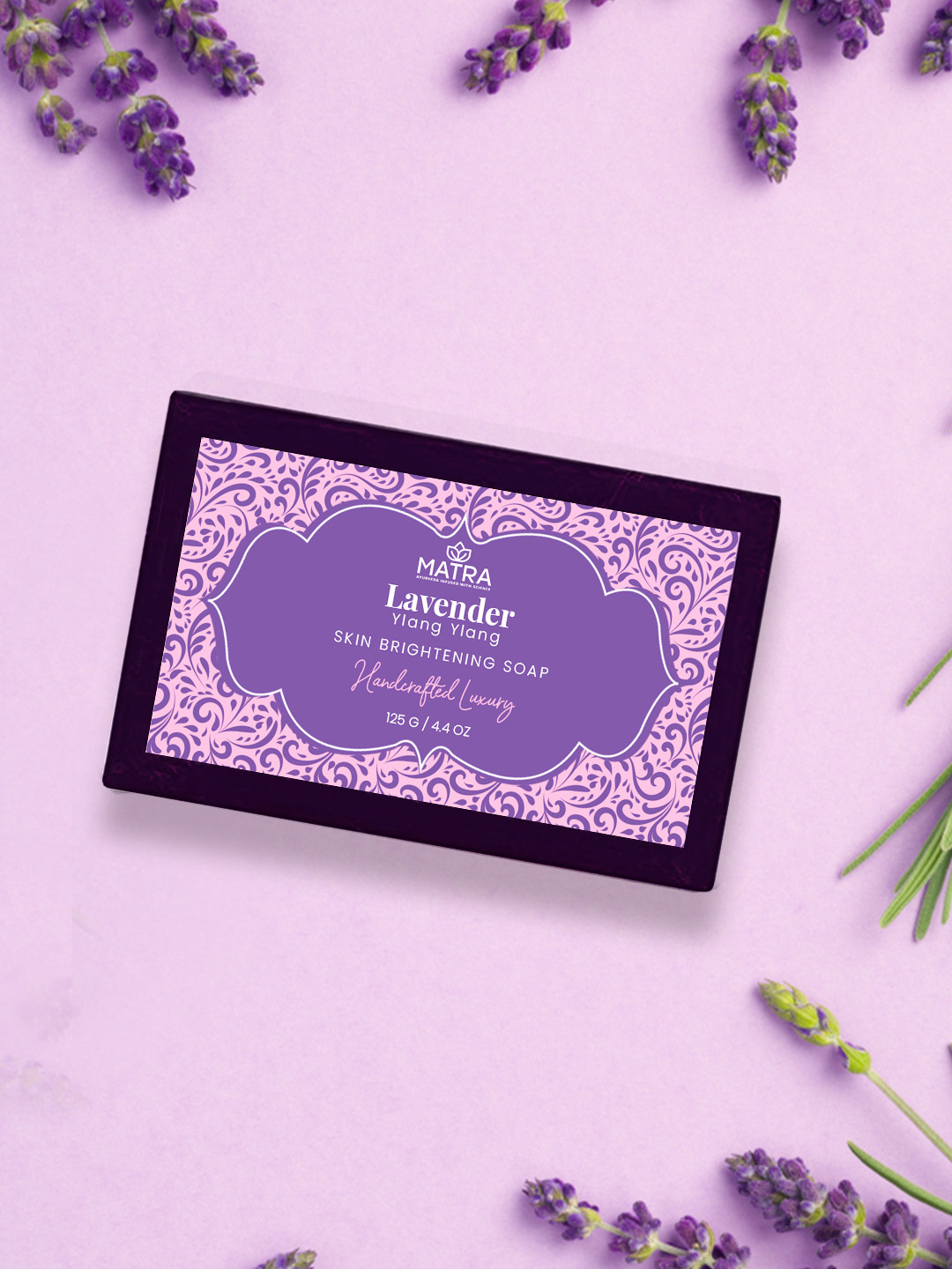 MATRA Handcrafted Luxury Lavender Ylang Ylang Skin Brightening Soap with Aloe Vera - 125g