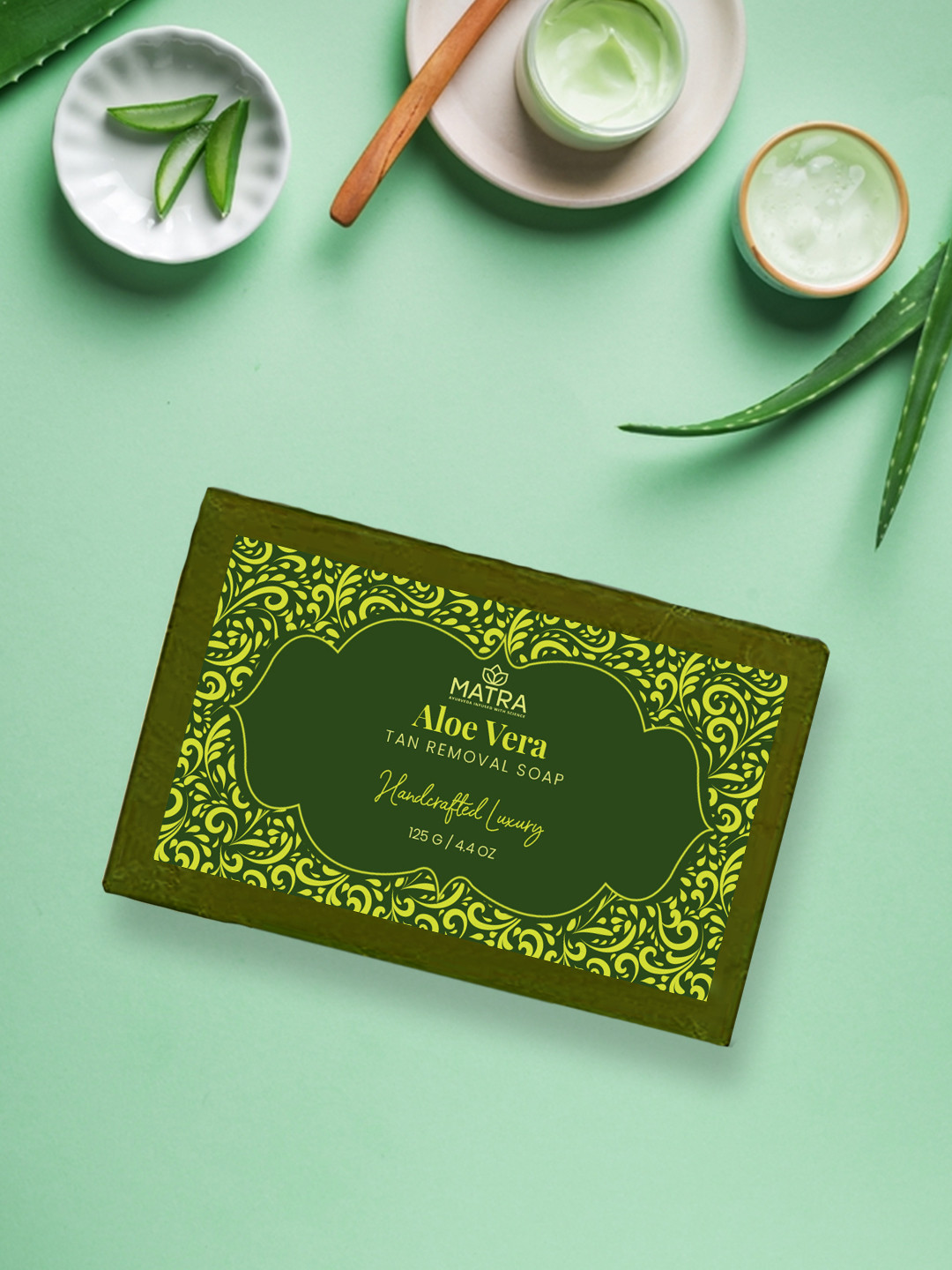 MATRA Handcrafted Luxury Aloe Vera Tan Removal Soap with Amla & Turmeric - 125g