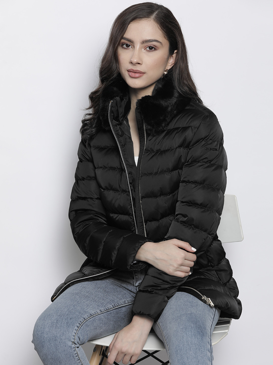 Geox Women Black Lightweight Puffer Jacket