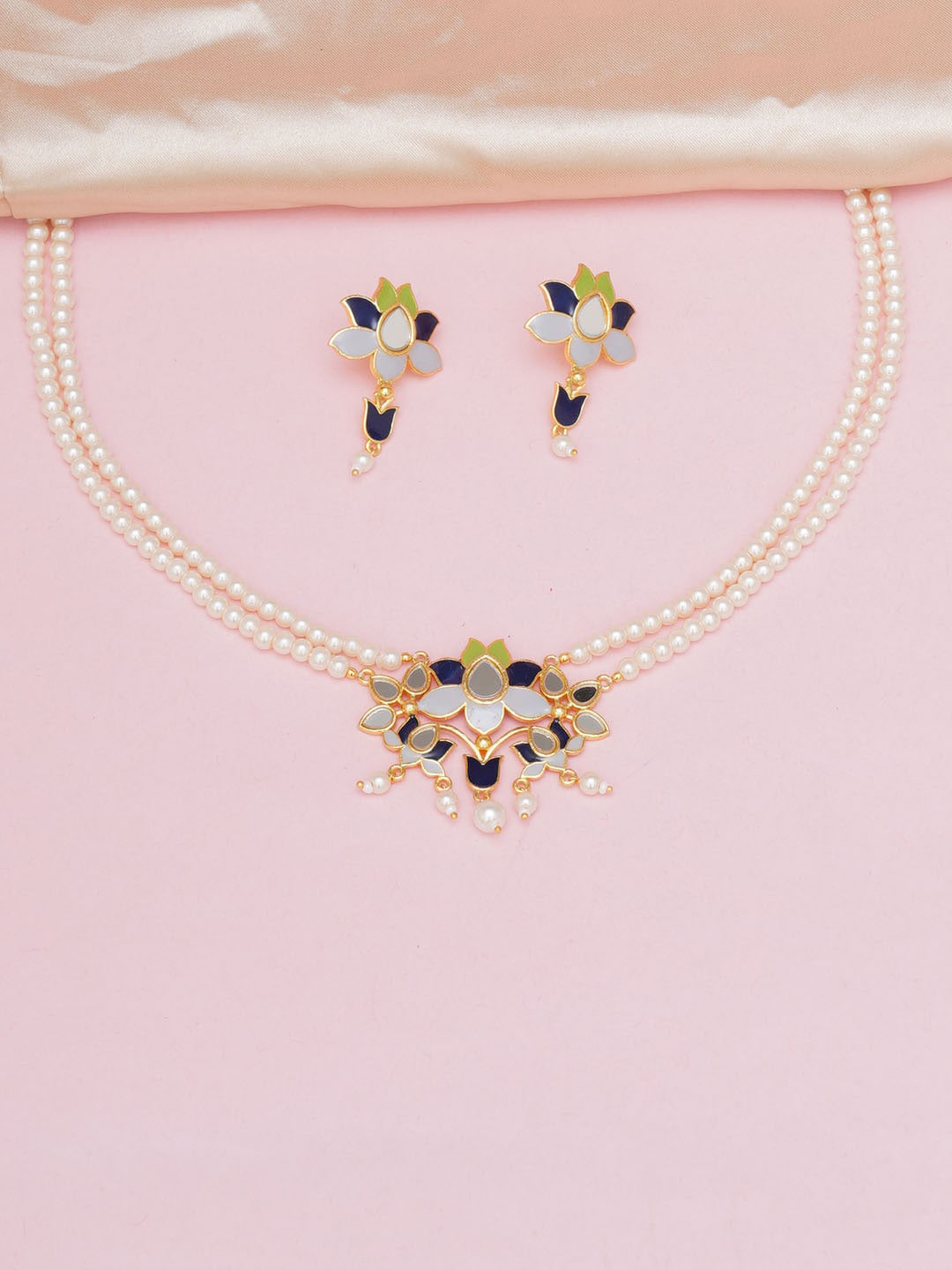 Festive Hues Pearls Adorned Gold Plated Jewellery Set