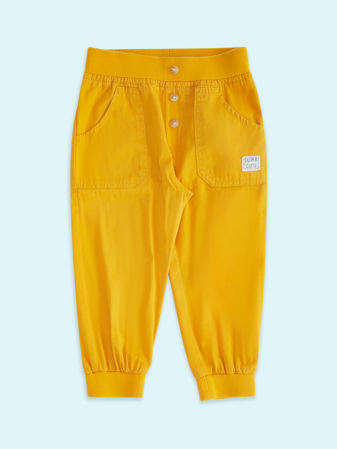 Pantaloons Baby Boys Mustard Yellow Low-Rise Joggers Trousers
