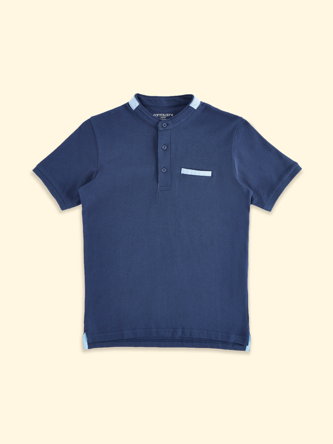 Pantaloons Junior Boys Navy BlueSolid Cotton T-shirt