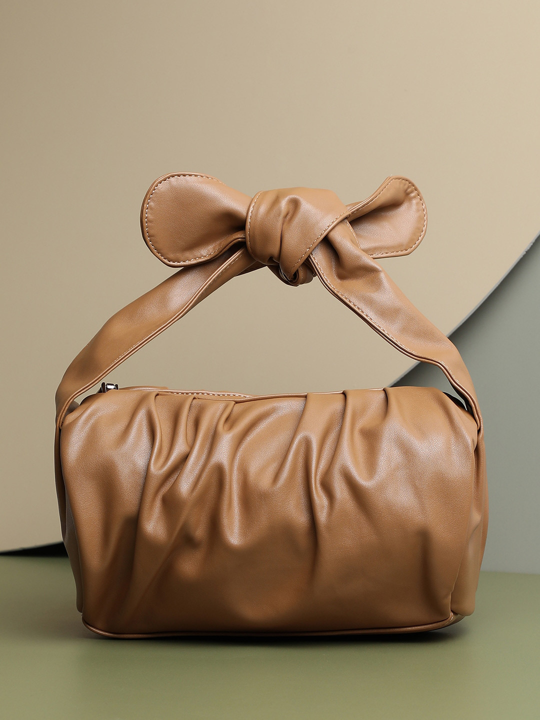 HAUTE SAUCE  Tan Structured Handheld Bag