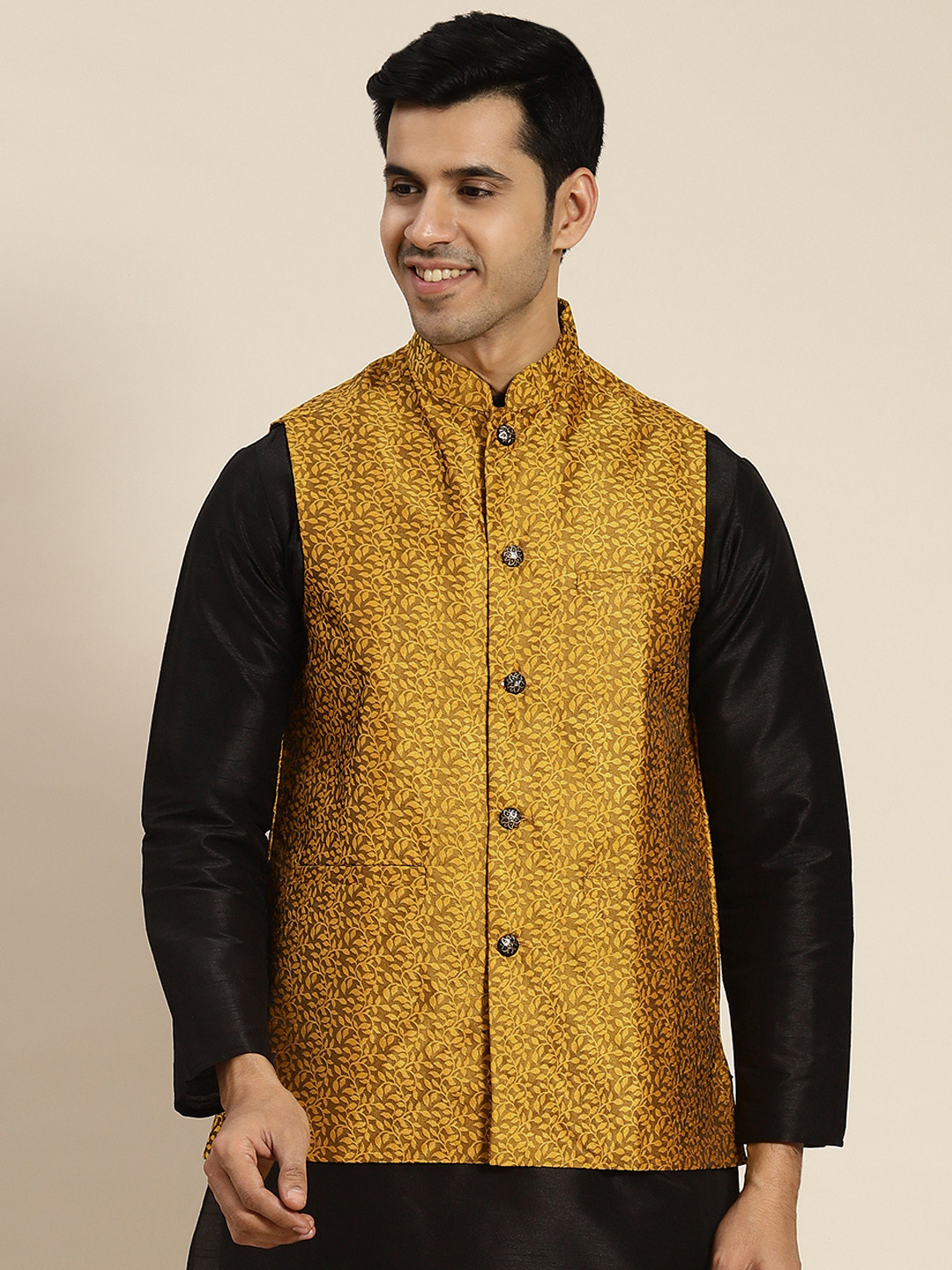 SOJANYA Jacquard Woven Design Nehru Jacket