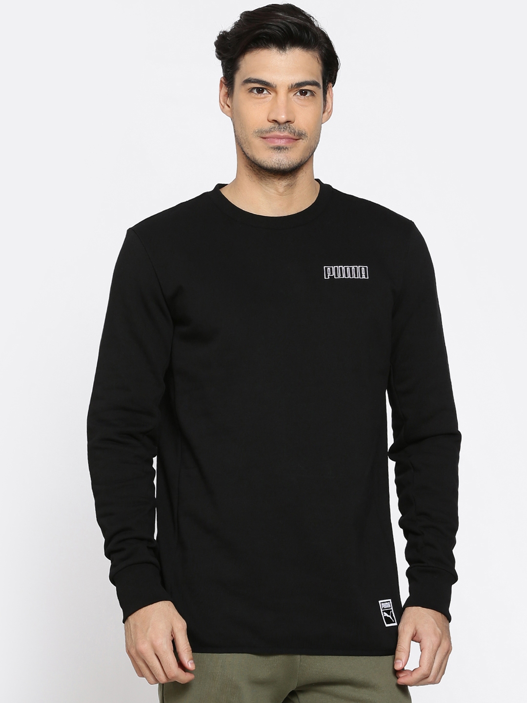 puma men black solid sweatshirt