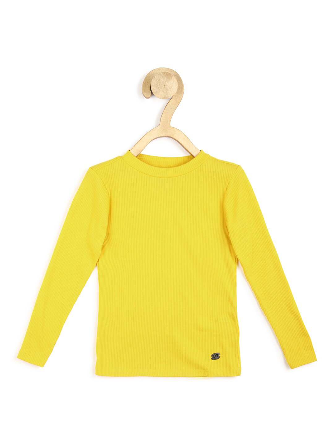 Peter England Girls Yellow Ribbed T-shirt