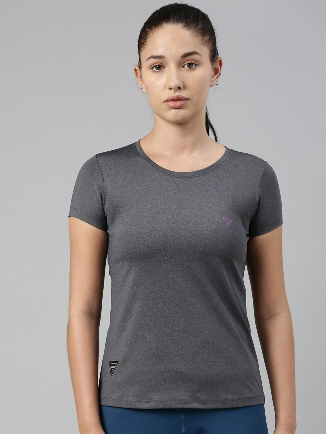 TWIN BIRDS Women Grey T-shirt