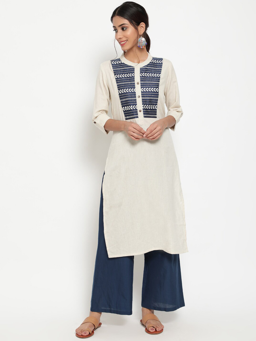 antaran Ethnic Motifs Cotton Yoke Design Thread Work Cotton Kurta