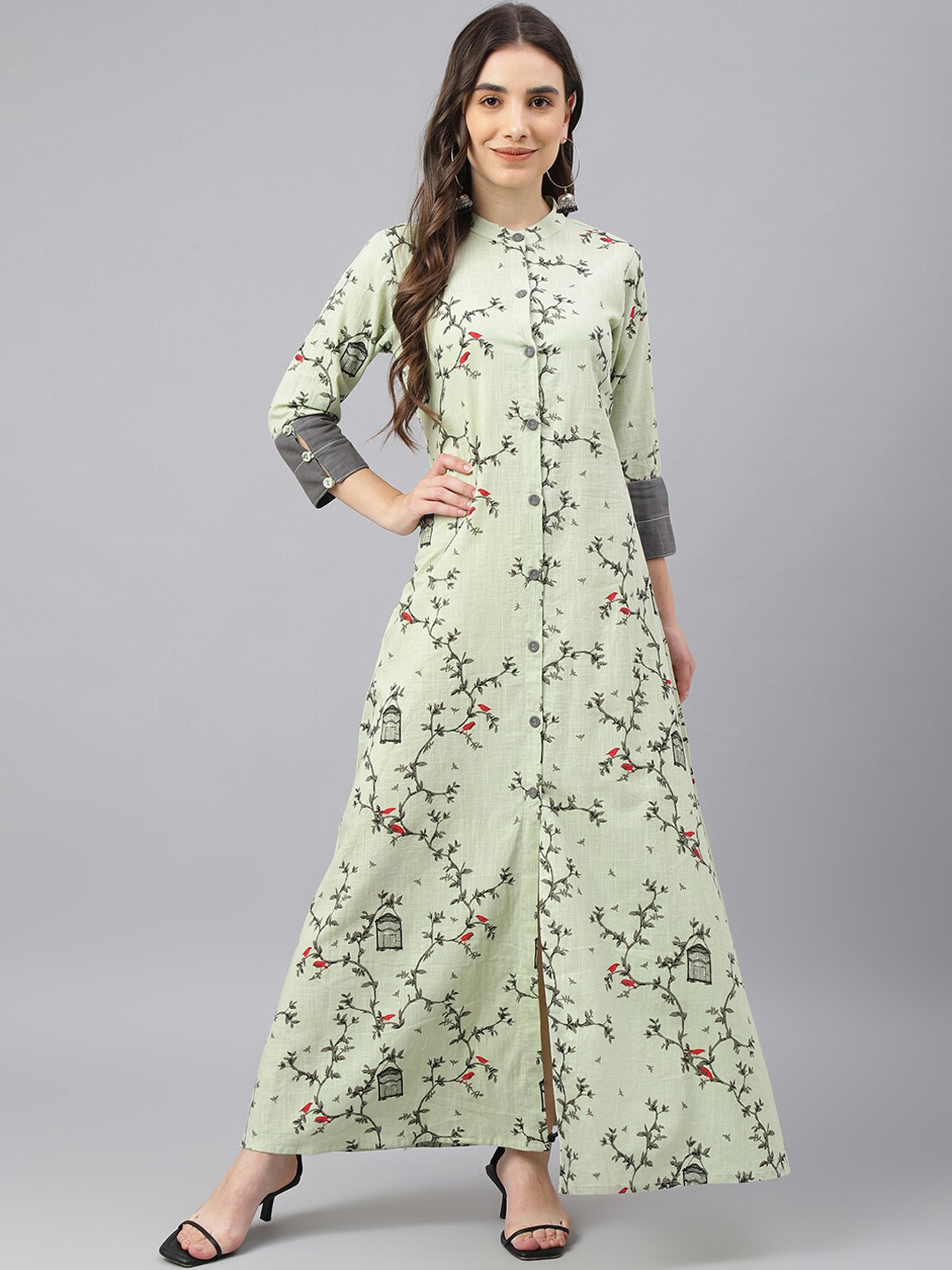 Idalia Floral Printed A-line Cotton Kurta