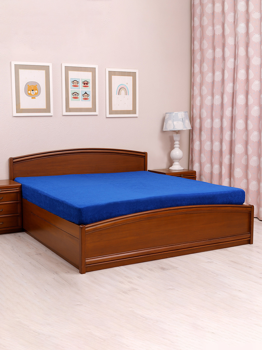 TIDY SLEEP Blue Solid Waterproof Mattress Protector