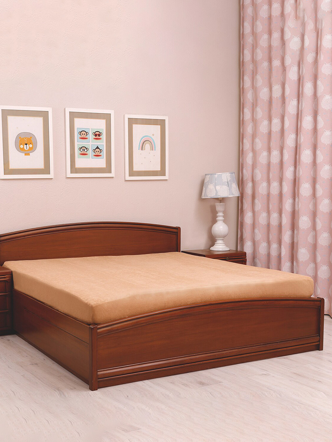 TIDY SLEEP Beige Solid Waterproof Mattress Protector