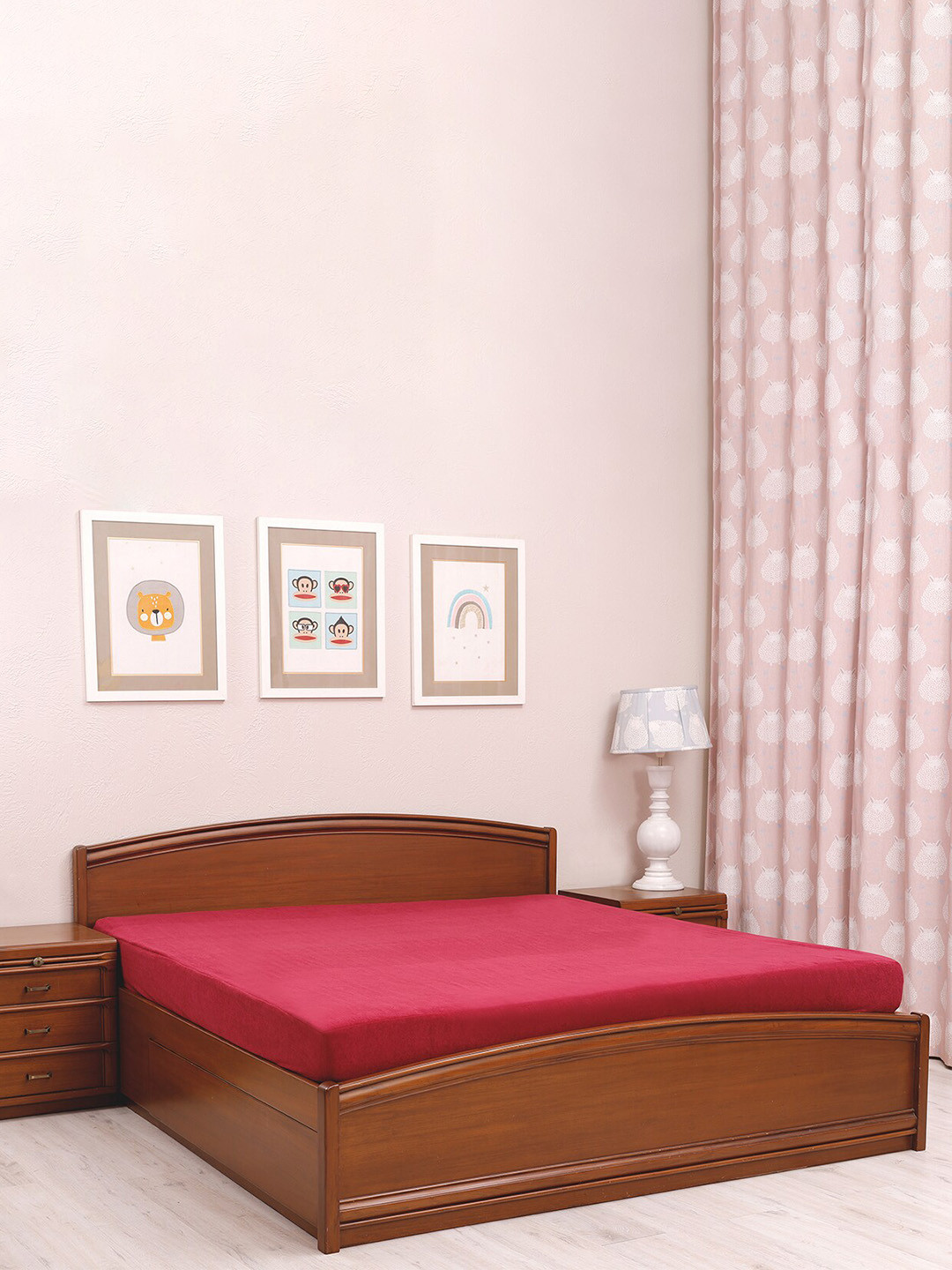 TIDY SLEEP Maroon Red Solid Waterproof Mattress Protector