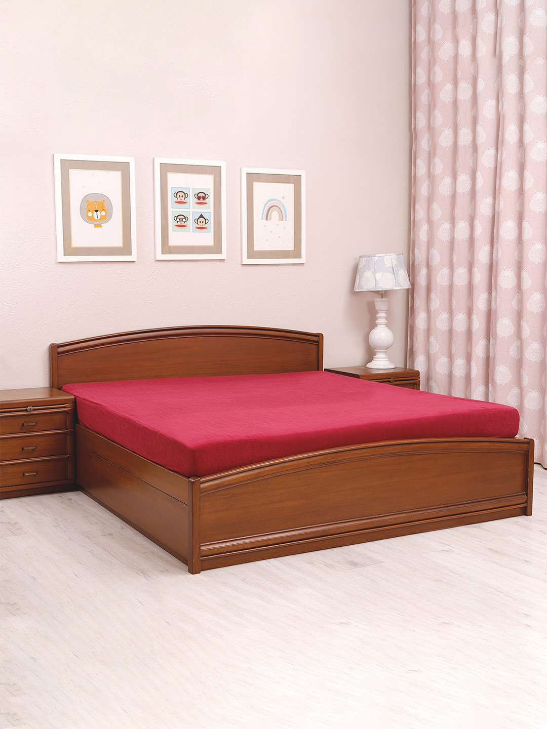 TIDY SLEEP Maroon Solid Waterproof Mattress Protector