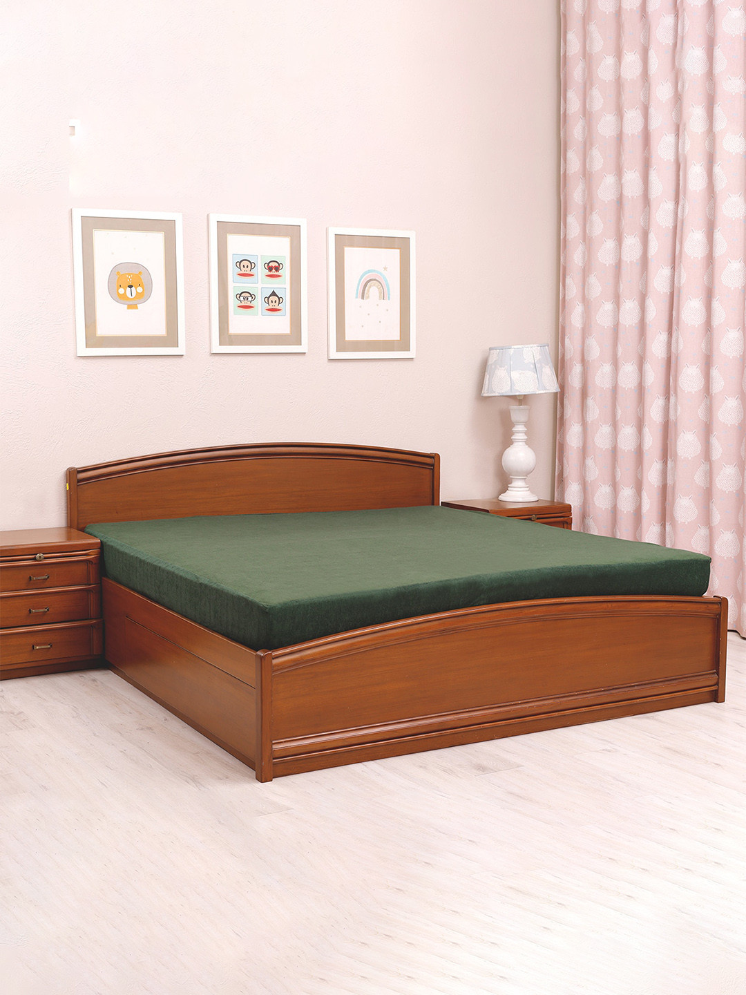 TIDY SLEEP Dark Green Solid Water-Proof Mattress Protector