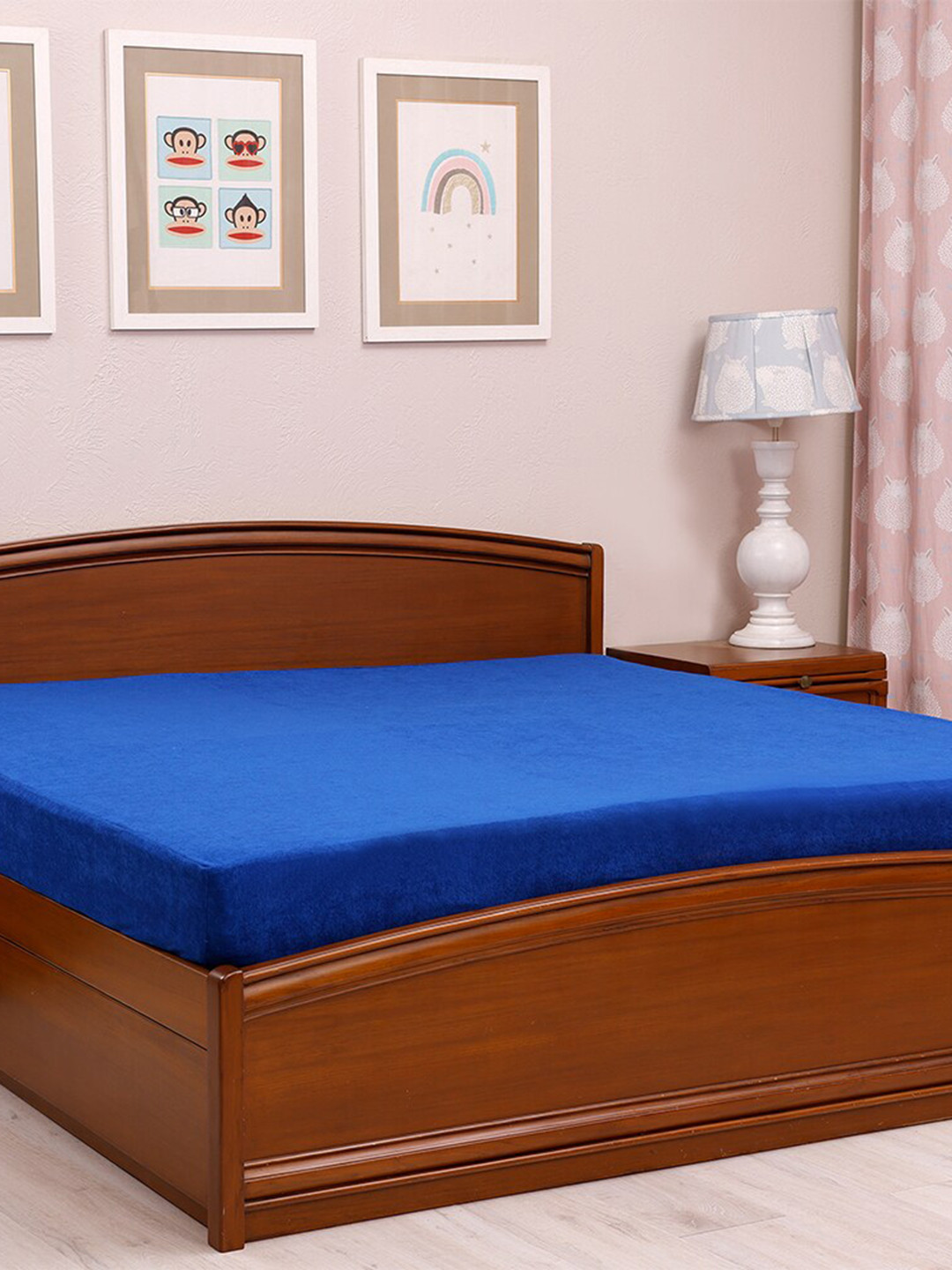 TIDY SLEEP Blue Solid Waterproof Mattress Protector