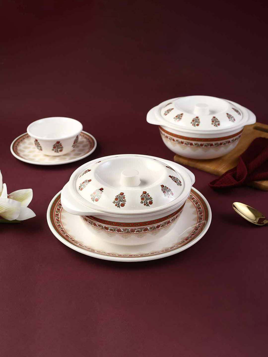 Wonderchef Set Of 6 Red & White Printed Casserole