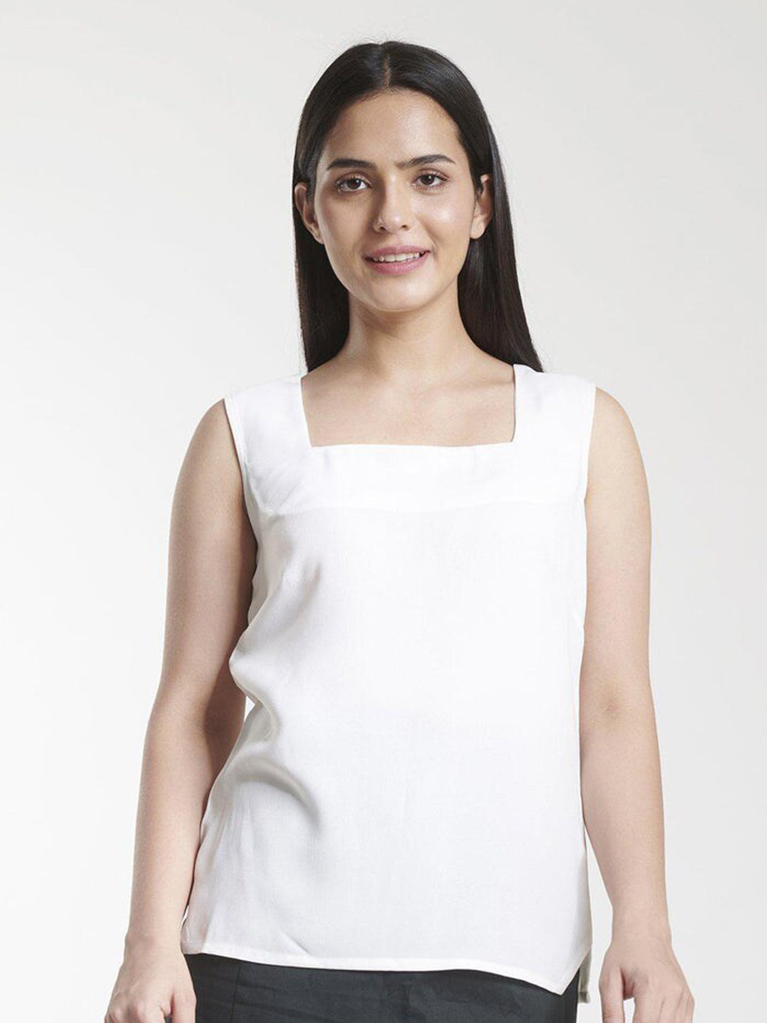 PowerSutra Women White Square Neck Top