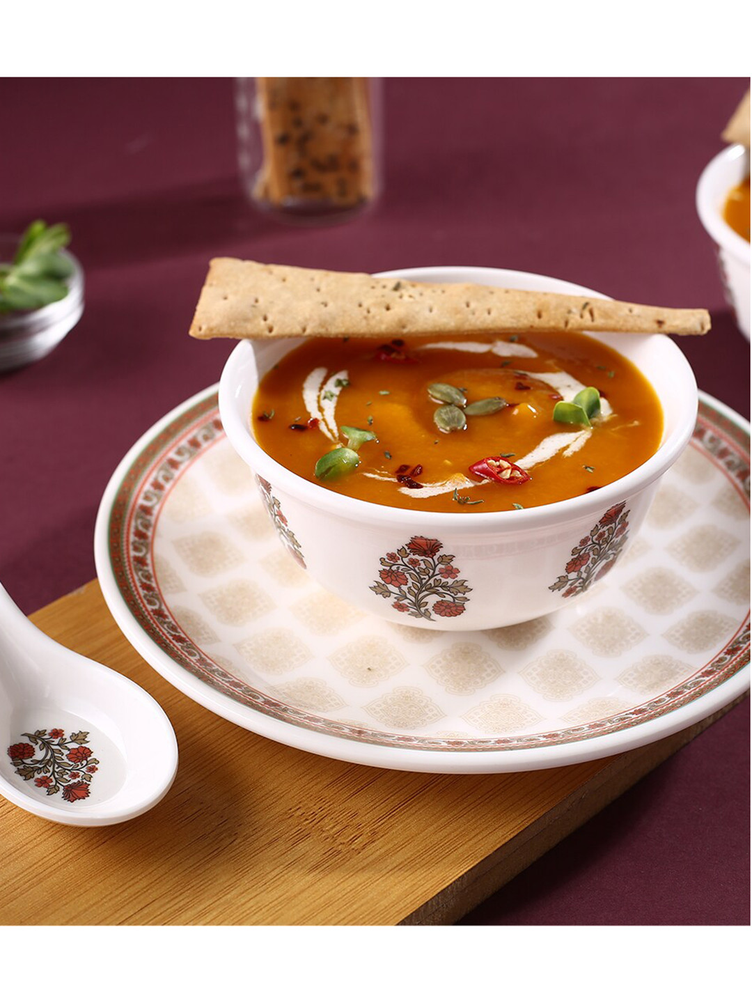 Wonderchef Venice White Floral Melamine Dishwasher Safe 12 Piece Dinner Set