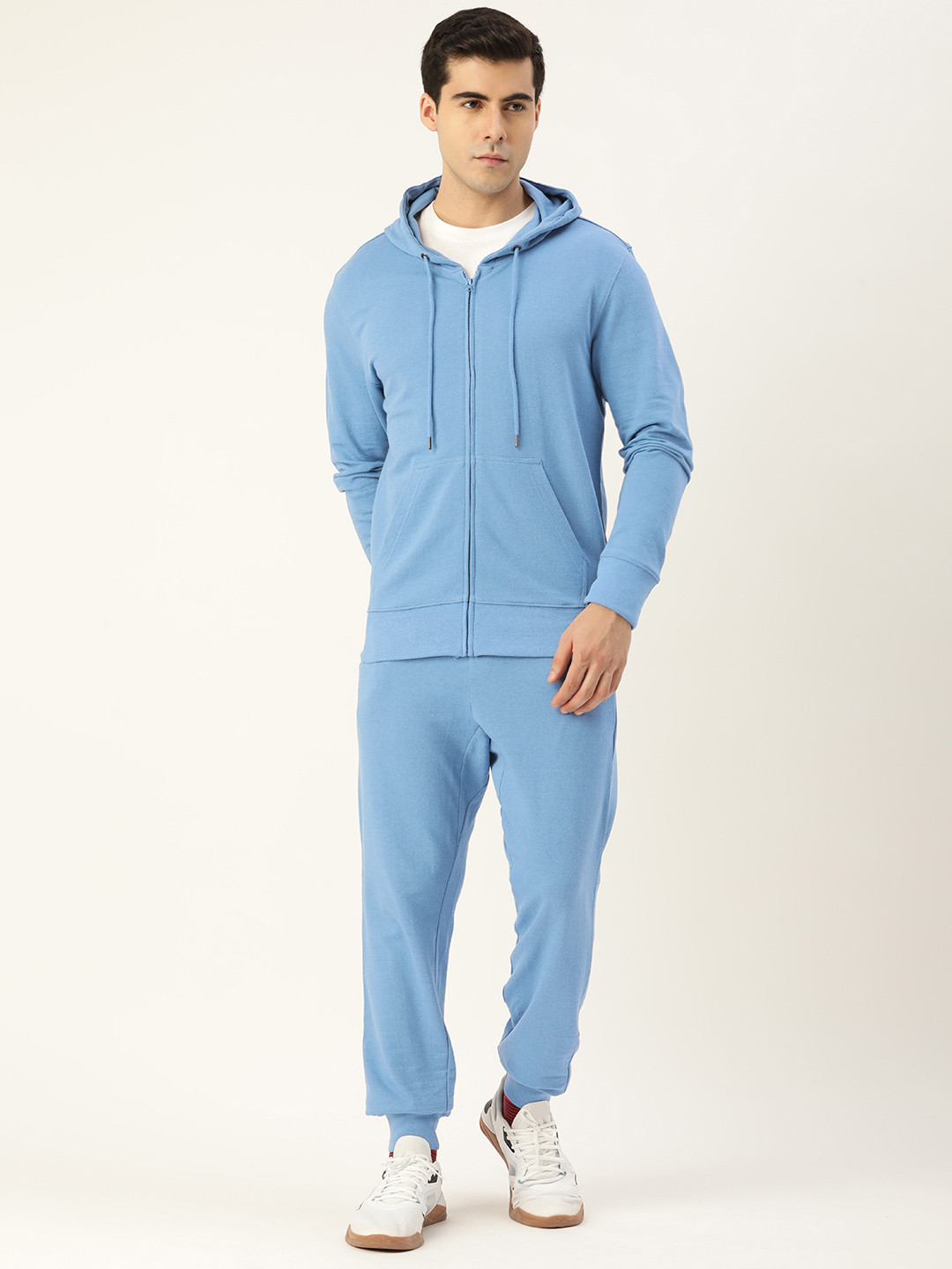 Kook N Keech Men Blue Solid Hooded Tracksuit