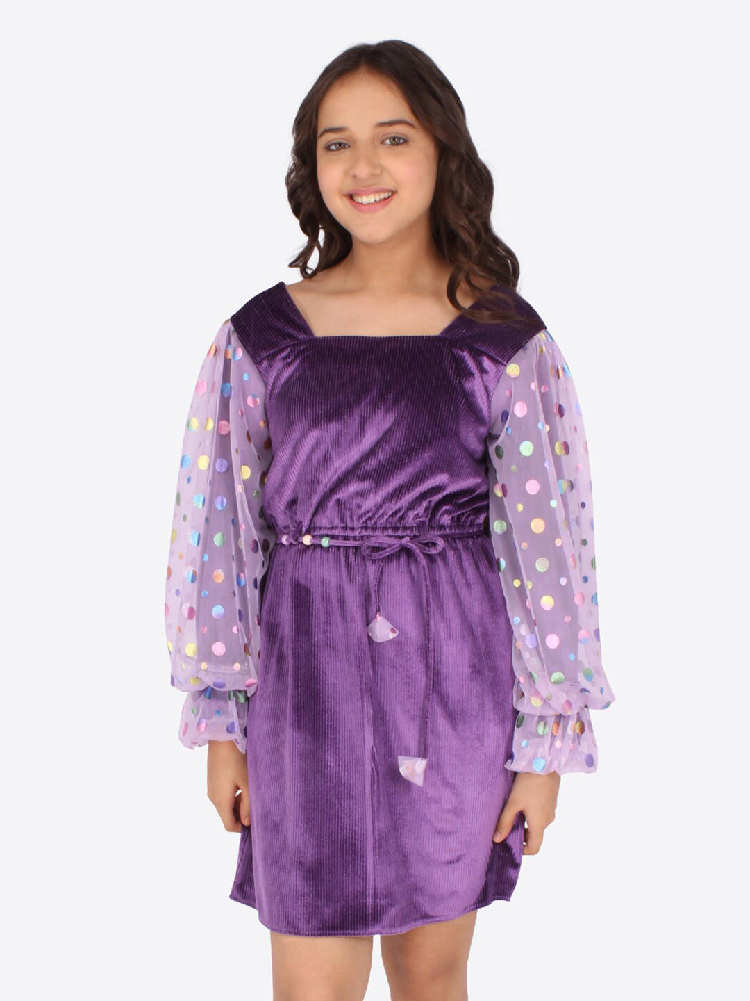 CUTECUMBER Girls Purple Velvet Dress